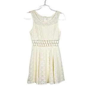 Floral Lace Cutout Fit and Flare‎ Ivory Dress Medium